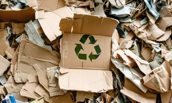 Cardboard recycling with recycle symbol